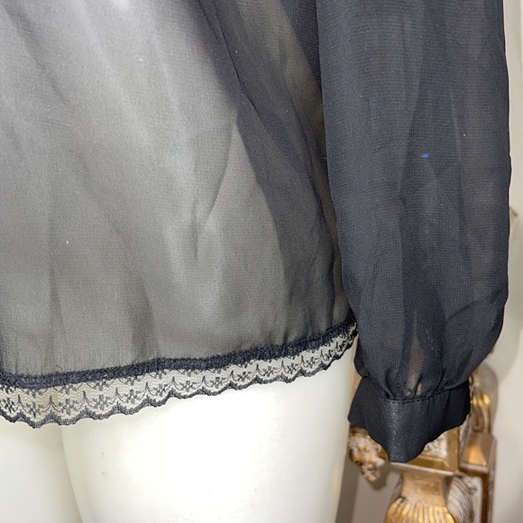 Body Flirt Long Sleeve Black Sheer Top Black - Picture 5 of 8